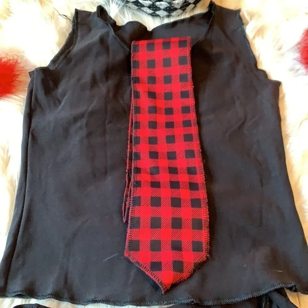 Street Dance Costume Red Black Checkered